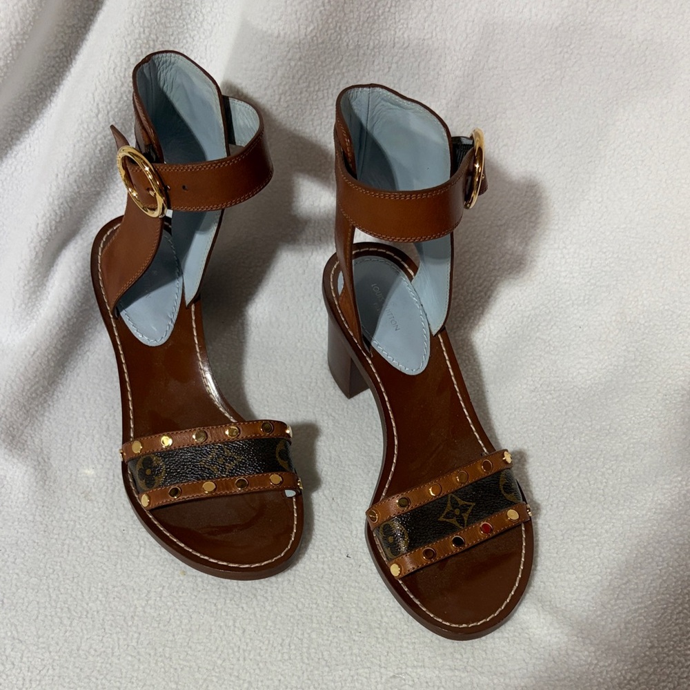Louis Vuitton Brown and Gold Heels